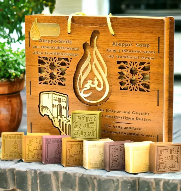 9-Piece Natural Soap Collection in a Wooden Box