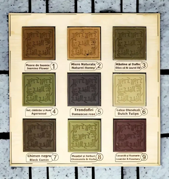 9-Piece Natural Soap Collection in a Wooden Box